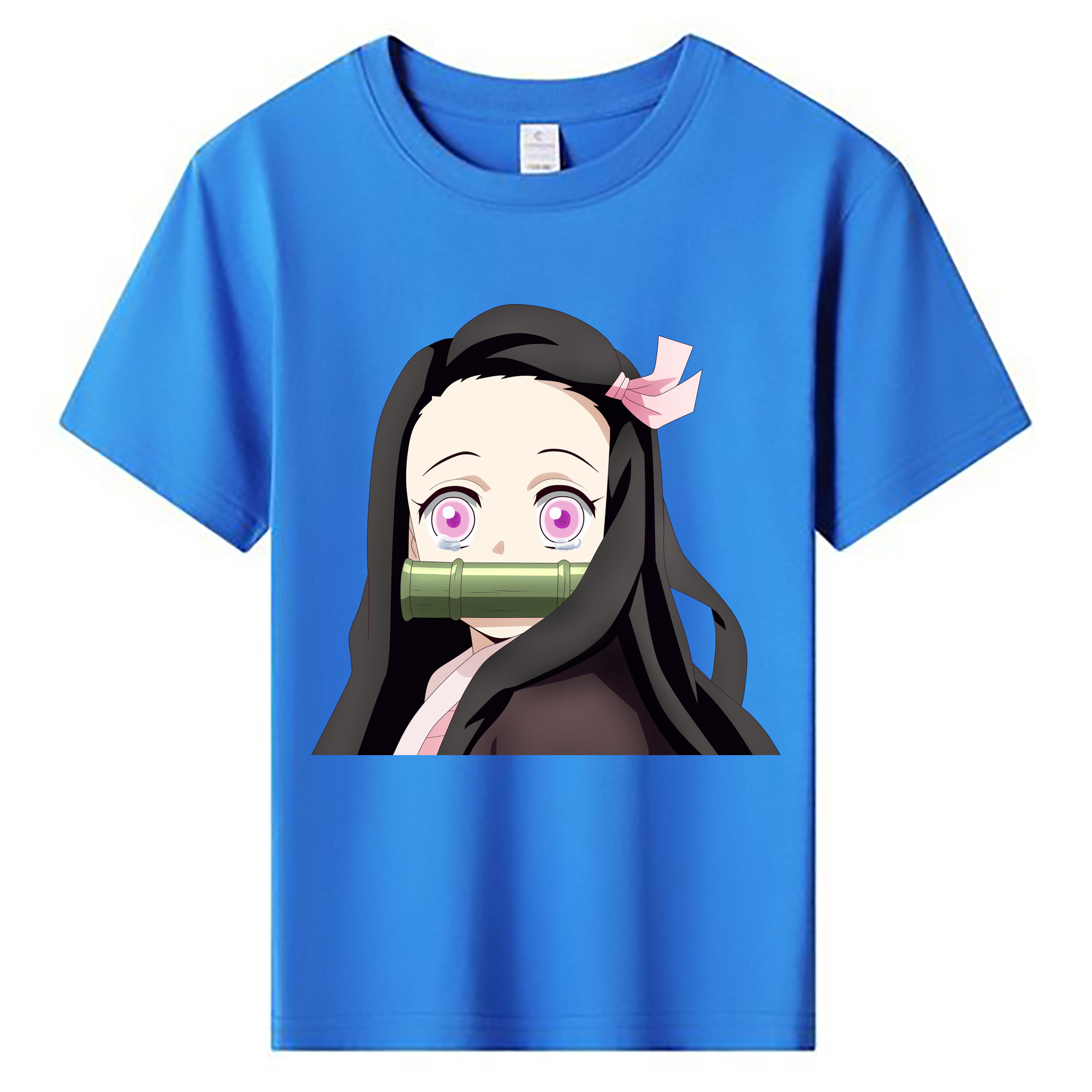 （画像用） 鬼滅の刃（きめつのやいば）竈門 禰󠄀豆子／かまど ねずこ Kamado Nezuko 綿100％キッズTシャツ（フロントプリント）